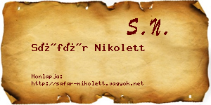 Sáfár Nikolett névjegykártya